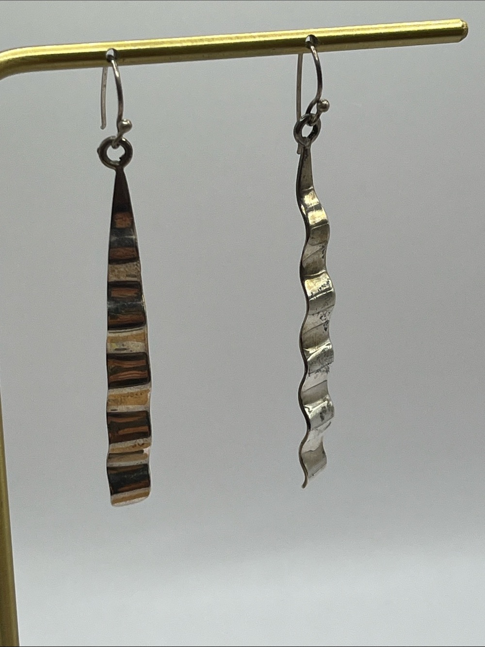 925 Sterling Silver Wavy Drop Earrings